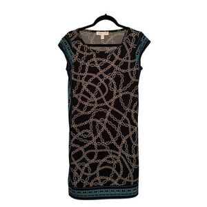 Michael Kors Black & Gold Chain Design Dress- Size M